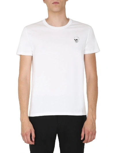 Shop Alexander Mcqueen Round Neck T-shirt In Bianco