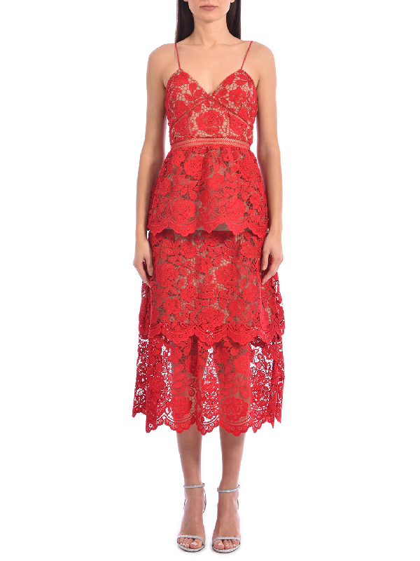 self portrait red floral dress