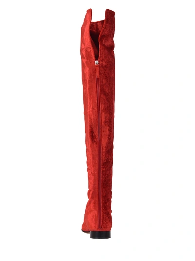 Shop Alberta Ferretti Velvet Over-the-knee Boots In Red