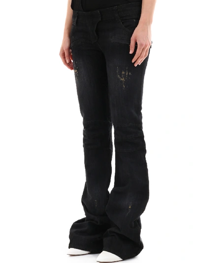 Shop Balmain Flared Jeans Dark Denim In Black