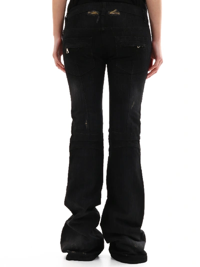 Shop Balmain Flared Jeans Dark Denim In Black
