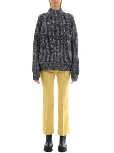 Plan C Melange Gray Pullover In Black