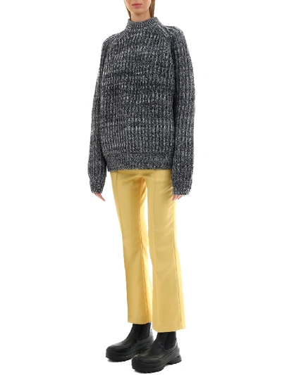 Plan C Melange Gray Pullover In Black