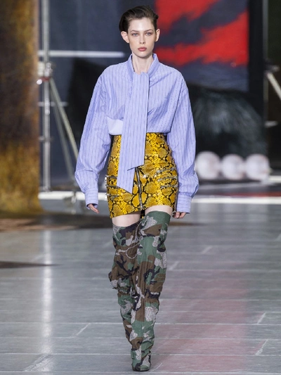 Ben Taverniti Unravel Project Yellow Python Leather Skirt In Yellow