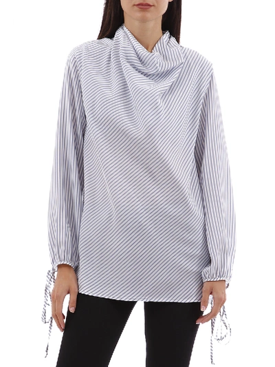 Shop Loewe Striped Silk Shirt In White