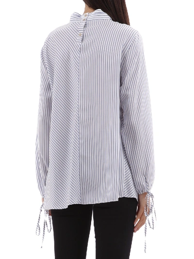 Shop Loewe Striped Silk Shirt In White