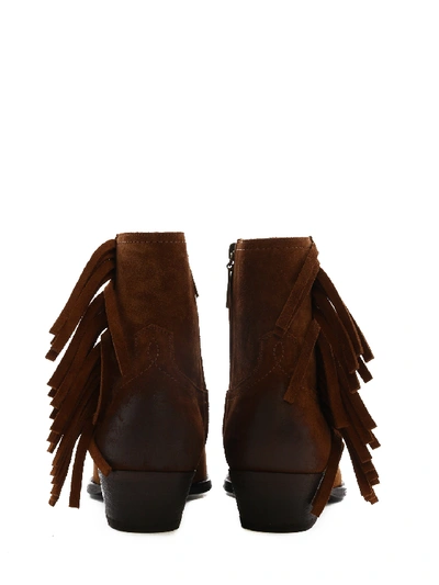 Shop Saint Laurent Lukas Suede Ankle Boots In Brown