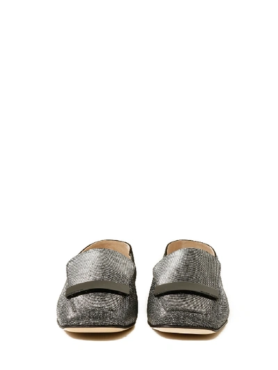 Shop Sergio Rossi Slipper Silver Lurex In Grey