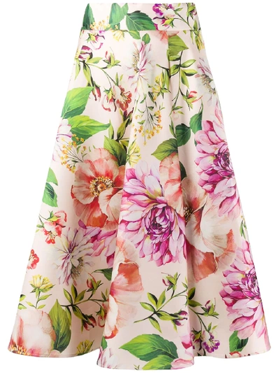 Shop Dolce & Gabbana Floral Silk Skirt In Printed