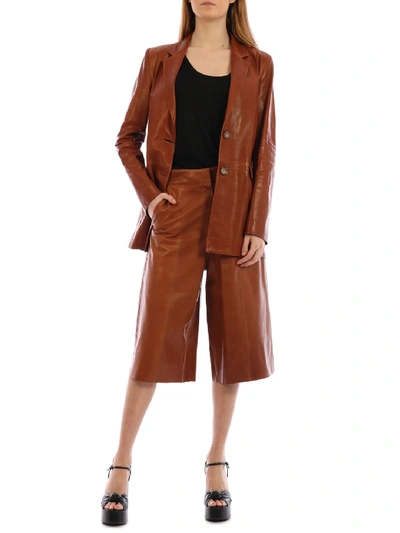 Shop Arma Leather Trousers Tan In Brown