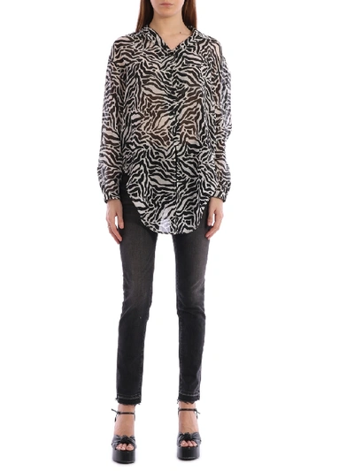 Shop Saint Laurent Shirt In Tiger Wool Gauze In Black