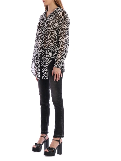 Shop Saint Laurent Shirt In Tiger Wool Gauze In Black