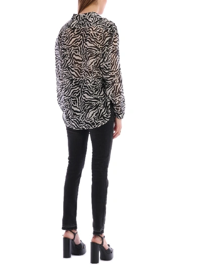 Shop Saint Laurent Shirt In Tiger Wool Gauze In Black