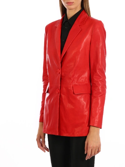 Shop Arma Red Leather Jacket