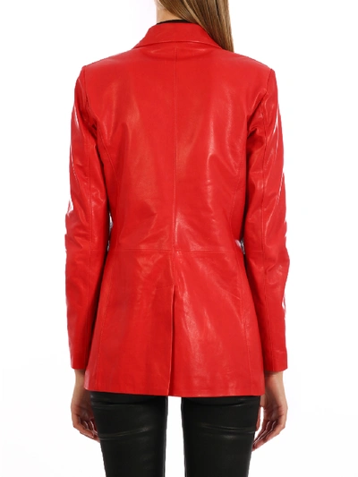 Shop Arma Red Leather Jacket