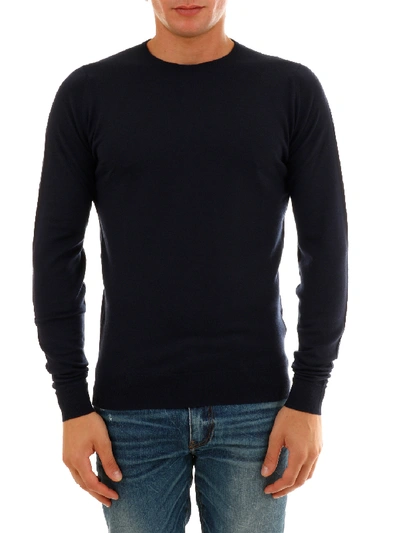 Shop John Smedley Sweater Bue Wool In Blue