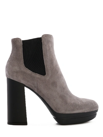 Shop Hogan Ankle Boot Gray Suede In Grey