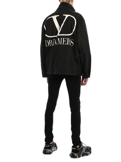 Shop Valentino Nylon Jacket V Logo Dreamers In Black