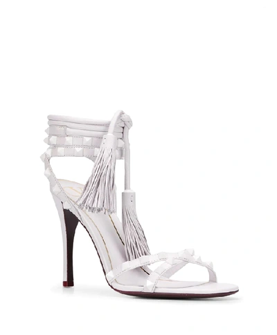 Shop Valentino Rockstud Flair Sandals In White