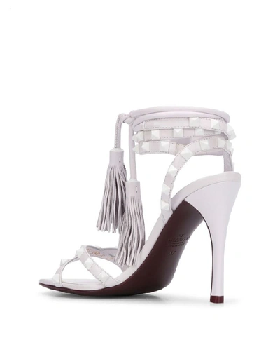 Shop Valentino Rockstud Flair Sandals In White