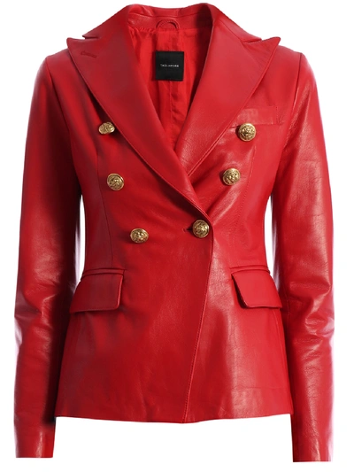 Shop Tagliatore Leather Jacket Red