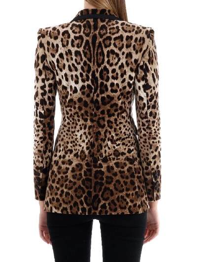 Shop Dolce & Gabbana Velvet Jacket Leo Print In Brown