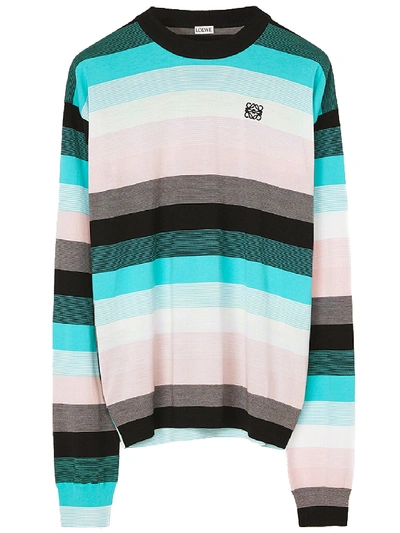 Shop Loewe Stripe Anagram Sweater In Printed
