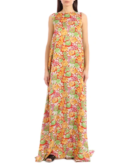 Plan C Floral Print Maxi Dress In Printed