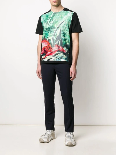 Shop Valentino T-shirt Red Dragon In Printed