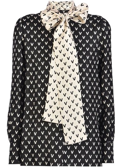 Shop Valentino Silk Shirt With Shirt In Black