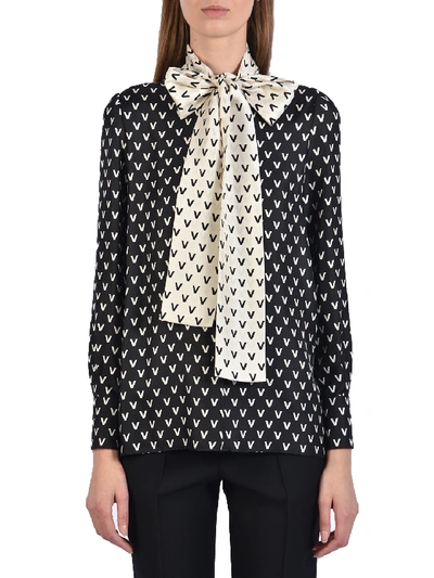 Shop Valentino Silk Shirt With Shirt In Black