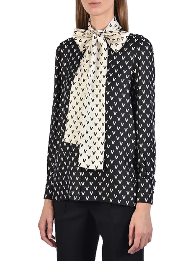 Shop Valentino Silk Shirt With Shirt In Black