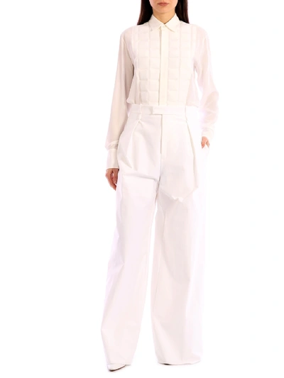 Shop Bottega Veneta Wide Leg Pants In White