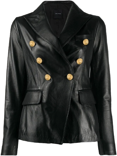 Shop Tagliatore Leather Jacket Black