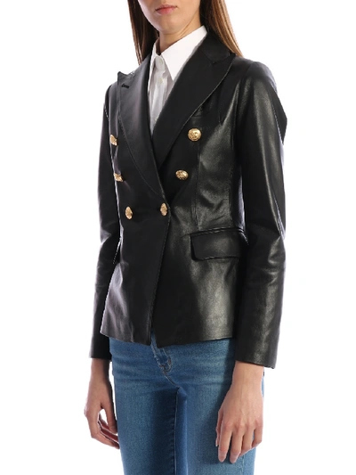 Shop Tagliatore Leather Jacket Black