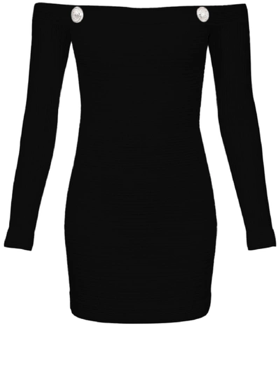 Shop Balmain Stretch Dress Black