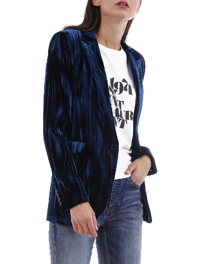 Shop Saint Laurent Blue Velvet Jacket