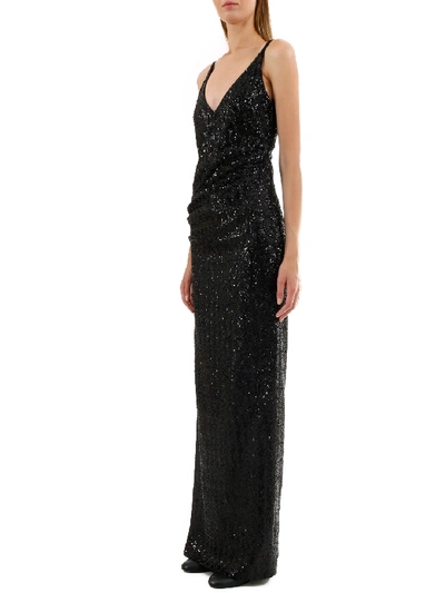 Shop Balmain Sequins Long Dress In Black