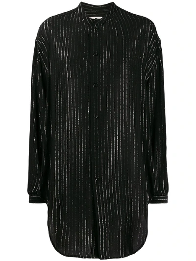 Shop Saint Laurent Silver Striped Shirt In Black