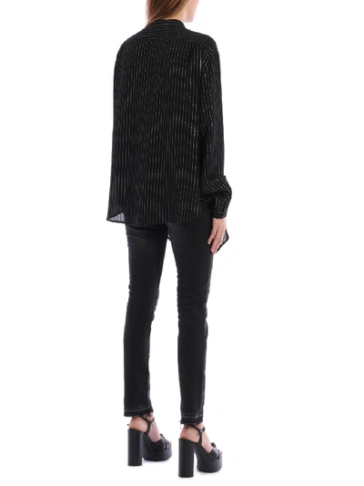 Shop Saint Laurent Silver Striped Shirt In Black