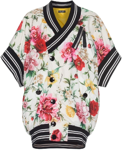 Shop Dolce & Gabbana Floral Bomber In White