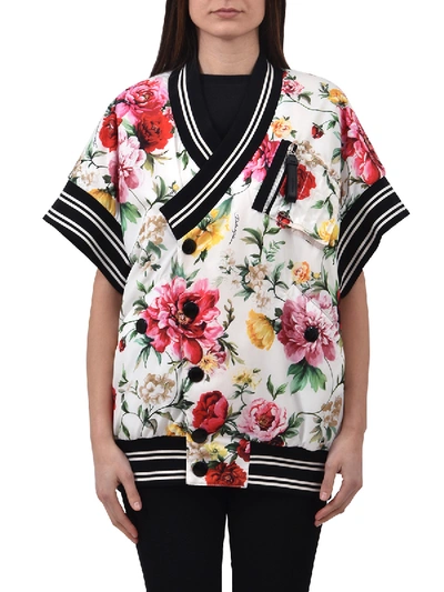Shop Dolce & Gabbana Floral Bomber In White