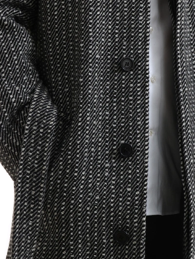 Shop Saint Laurent Belted Overcoat In Wool Twill In Grey