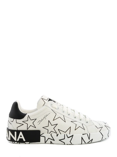 Shop Dolce & Gabbana Portofino Sneakers With Stars In White