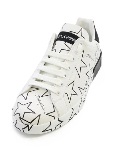 Shop Dolce & Gabbana Portofino Sneakers With Stars In White