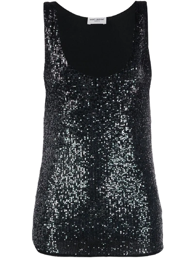 Shop Saint Laurent Sequins Top Blue