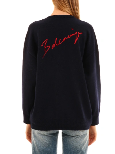 Shop Balenciaga Sweater Logo Signature In Blue
