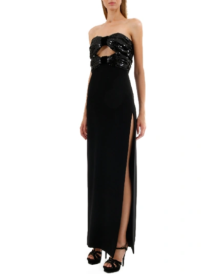 Shop Saint Laurent Sequins Long Dress In Black