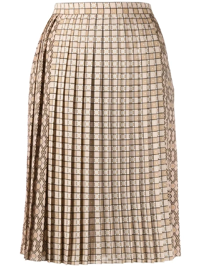 Shop Burberry Pleated Skirt In Beige