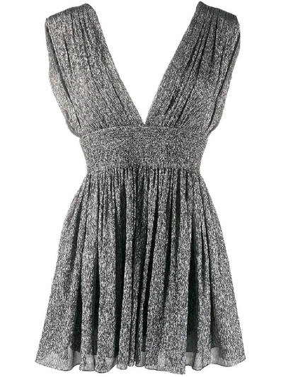Shop Saint Laurent Silver Pleated Dress